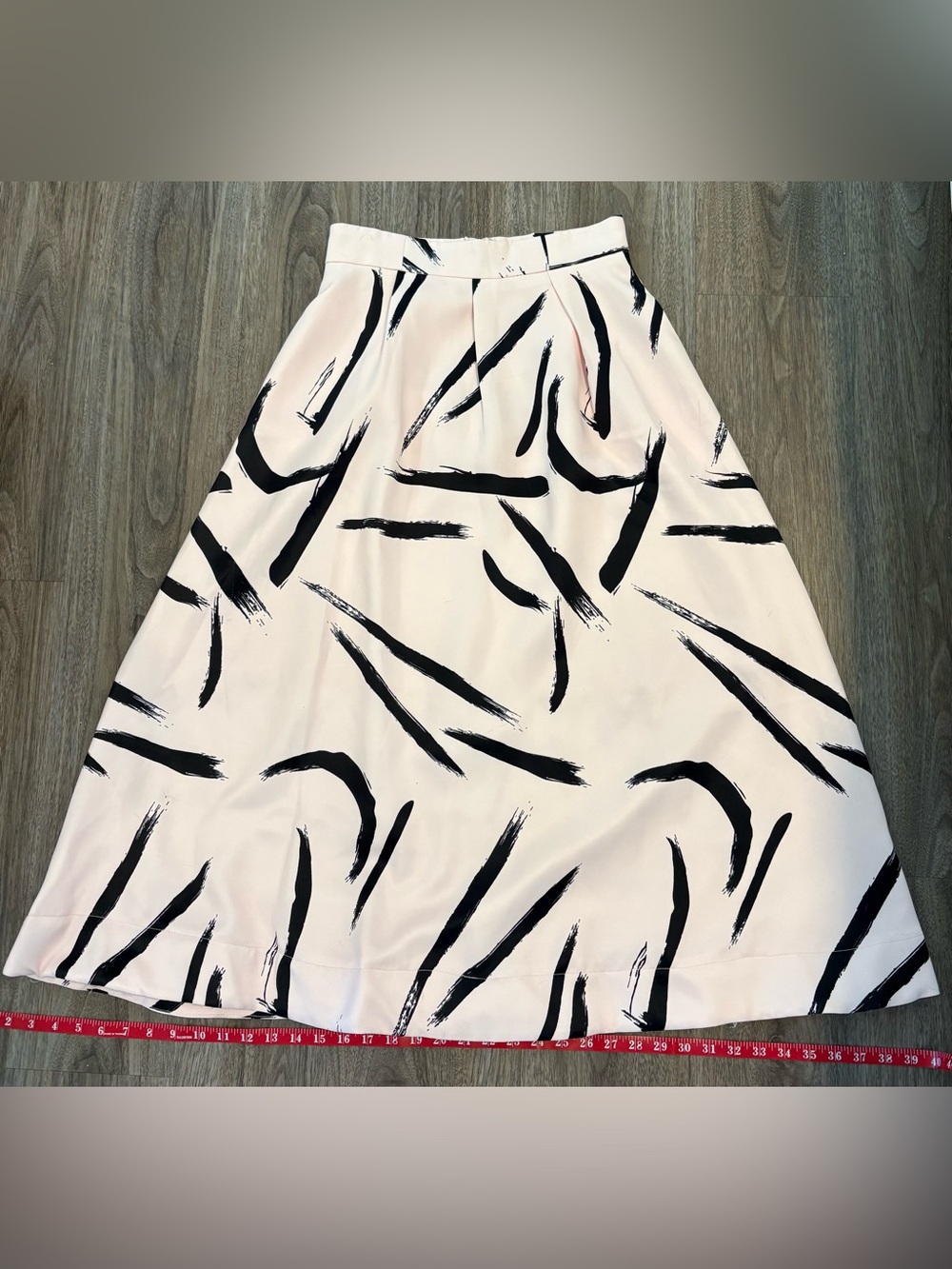 L'ATISTE Pretty in Pink A-Line Skirt with Black Brushstroke Print